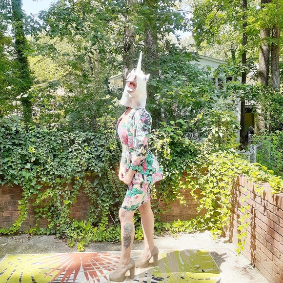 VTG 80s Peplum Dress Bolero Jacket Set Bold Floral - Picture 2 of 16